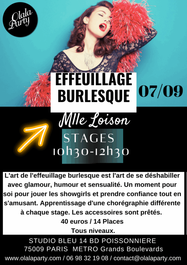 Stage 2H / Effeuillage Burlesque  Paris / Dimanche 7 Septembre 2025